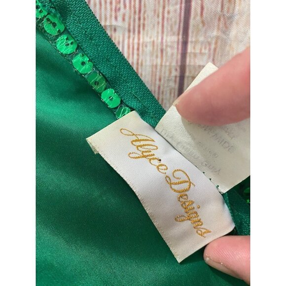 Vintage Alyce Designs Women's Green Sequin Cocktail Dress - 8 - Picture 12 of 12